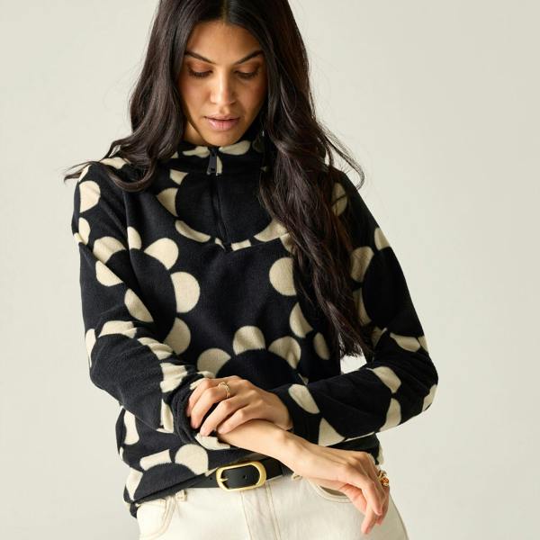 Regatta Womens/Ladies Orla Kiely Daisy Hoop Half Zip Fleece Top - Black - 