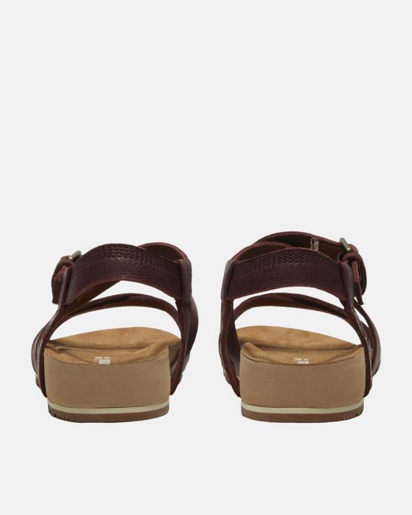 Timberland Malibu Waves Cross Strap Full Grain Leather Womens Sandals - Burgundy | CHO | Designer Womens Flat Sandals