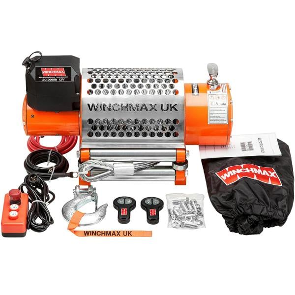 Winchmax 20,000lb (9,072kg) Recovery 24V Winch 25m x 14mm Steel Rope, Wireless Remotes