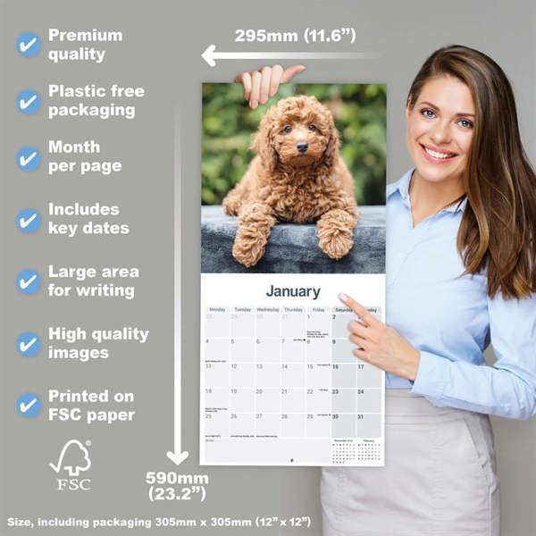 Cockapoo Puppies Calendar 2027, Wall Calendars, Month To View, Dogs, Gift