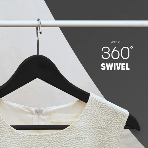 Dyzi 20 Pack Wooden Clothes Hangers With Non Slip Bar