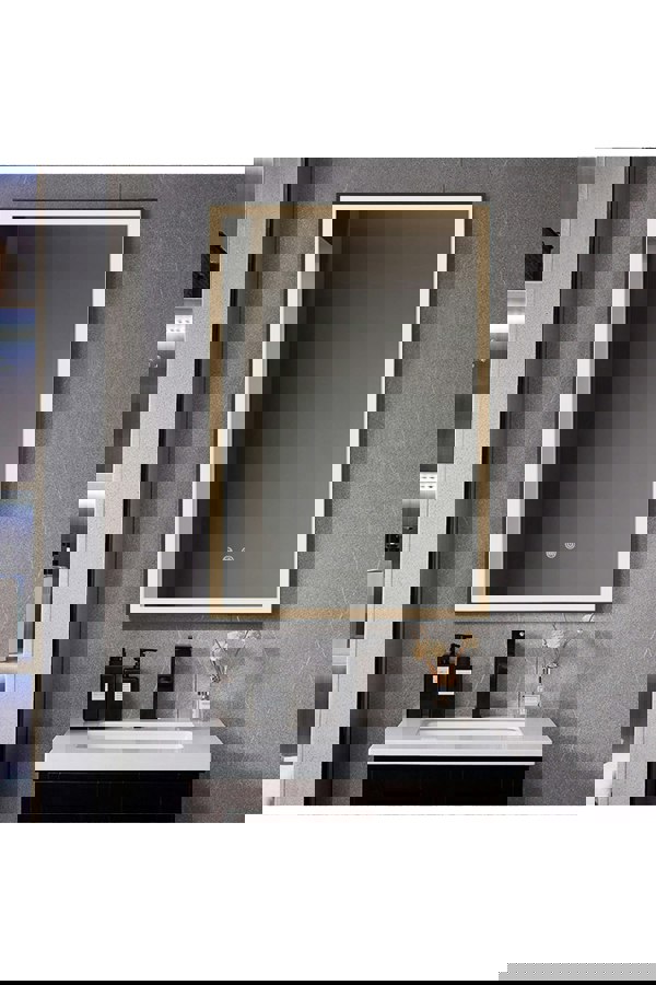 Living and Home 50cm x 70cm Rectangular Anti-fog Bathroom Vanity Mirror Touch Sensor