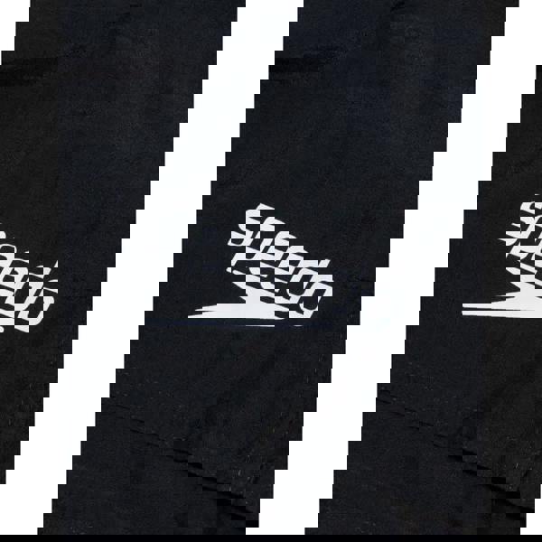 Black Speedo Boys Essential 13-inch swim trunks with white logo