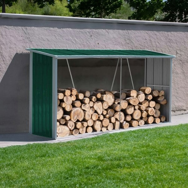 11ft x 5ft Metal Garden Storage Shed for Firewood Tools Garden Sheds Living and Home Green