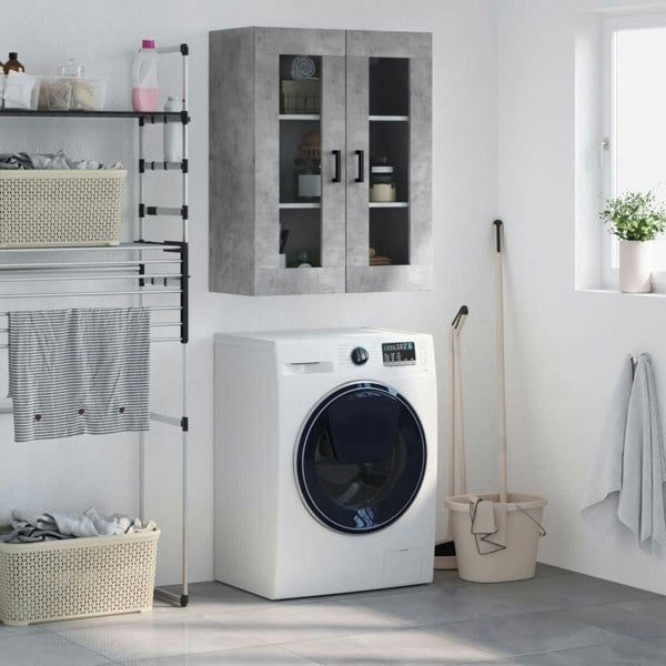 Berkfield Wall Mounted Cabinet Concrete Grey 69.5x34x90 cm