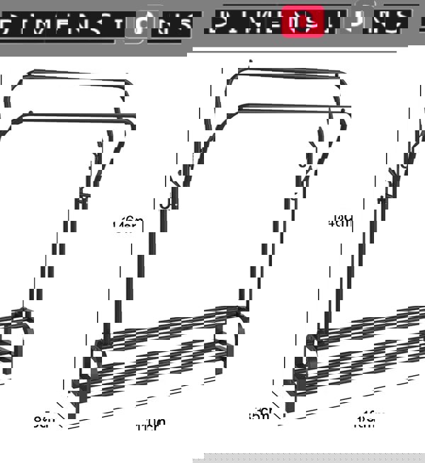 Modcraft Heavy Duty Metal Double Rail Clothes Rack – Freestanding Garment Stand with Shelf