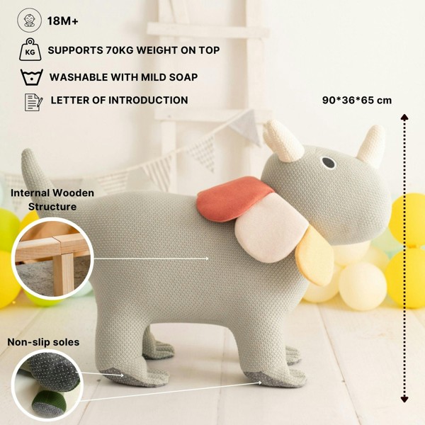 CROCHETTS Set of 2 cotton triceratops dinosaur plush toys (Large + Mini) 4056