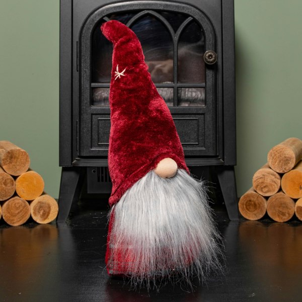 Samuel Alexander 48cm Red Tartan Sitting Christmas Gonk with Snowflake Hat