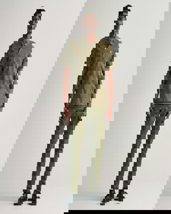 GANT Mens Regular Fit Short Sleeve Shield Logo Pique Polo - 301 Racing Green