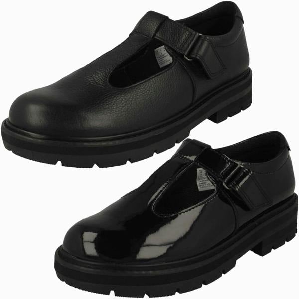 Clarks Girls Clarks Lightweight T-Bar School Shoes Prague Brill