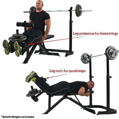 Marcy BE3000 weight bench with curl pad leg developer & squat rack