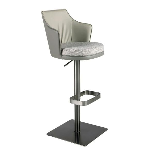 Angel Cerdá Swivel Stool in Grey Marbled Fabric and Dark Grey Leatherette 4231