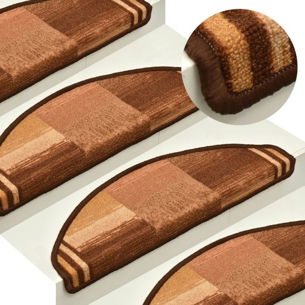 Berkfield Self-adhesive Stair Mats 15 pcs Brown 65x21x4 cm