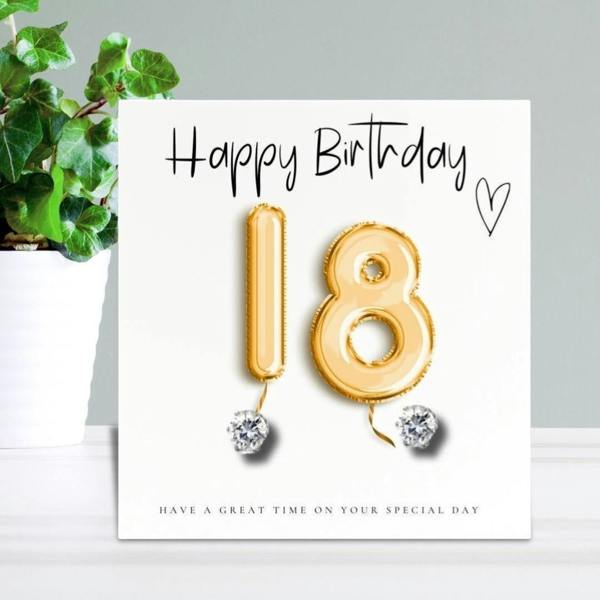 Aye Do Gifts 18th Birthday Cubic Zirconia Silver Earrings & Gold Balloons Mini Gift Hamper