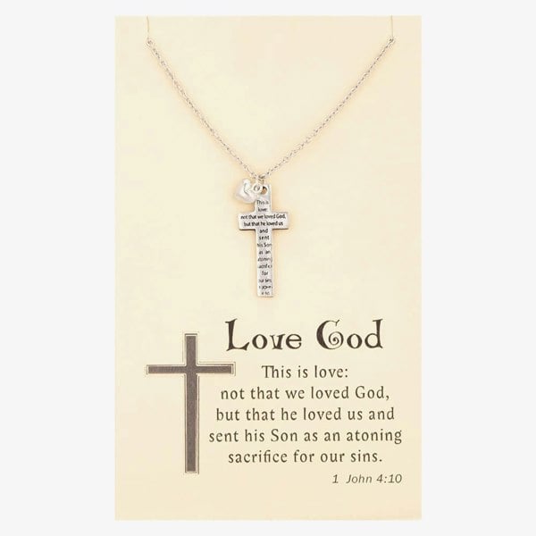 T. H. Baker Sentiments Love God Quote Engraved Cross 18638