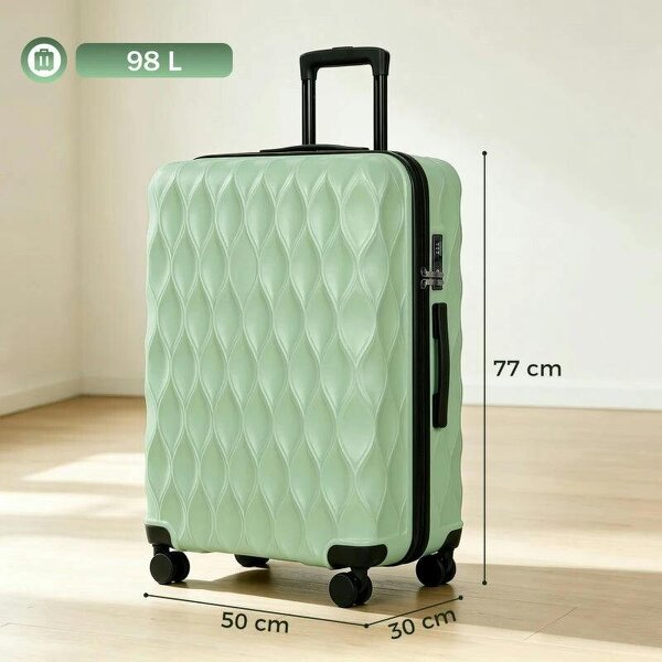 28Inch Suitcase, ABS Hard Shell Checked Luggage with TSA Lock, Spinner Wheels, Telescopic Handle, Green