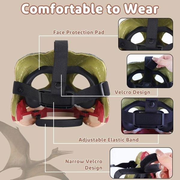 deAO Toys Dinosaur Mask with Moving Jaw & Sound Effects – Velociraptor Costume Mask for Kids & Adults, Perfect for Halloween & Dino Parties