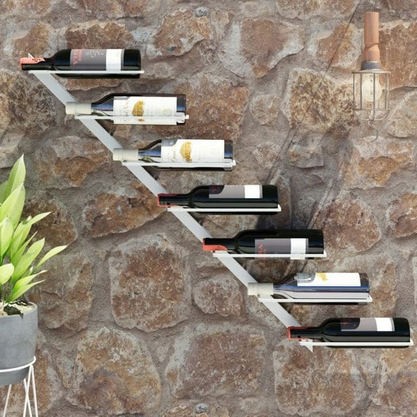 Berkfield Wall-mounted Wine Rack for 7 Bottles White Metal