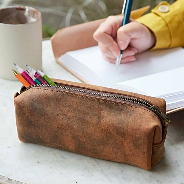 Paper High Buffalo Leather Square Pencil Case