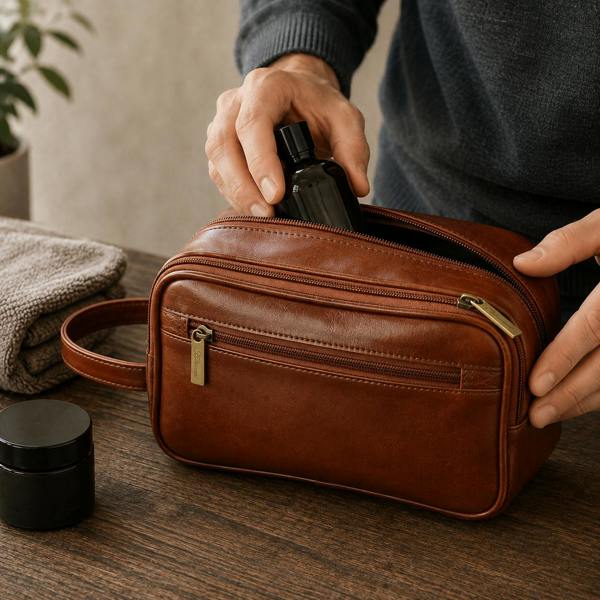 Ashwood Real Leather Toiletry Washbag: 2080