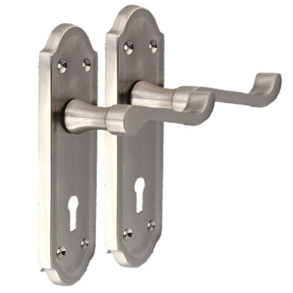EDH Door Hardware Premium Satin Nickel Internal Lock Door Handle Set+3 Lever Mortice Sash Lock, 2 Pairs
