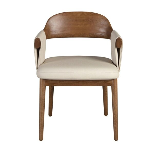 Angel Cerdá Walnut and cream leatherette chair 5186