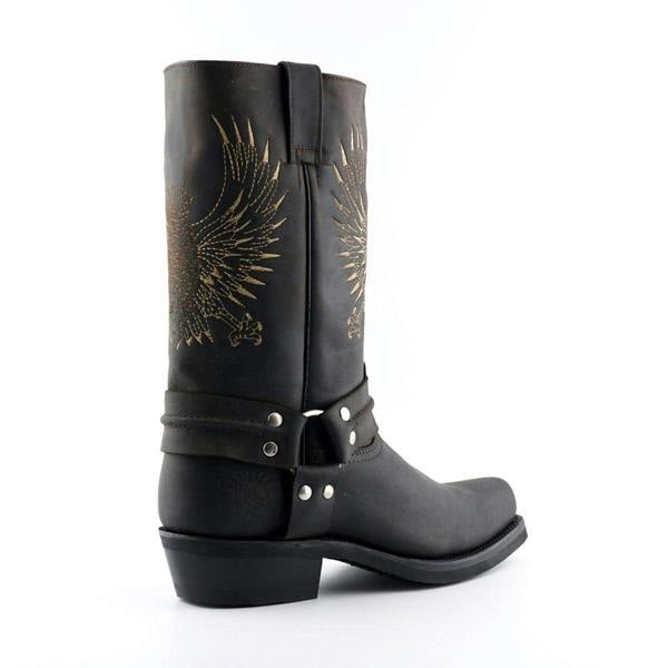 Grinders Mens Brown Leather Cowboy Boots-Bald Eagle