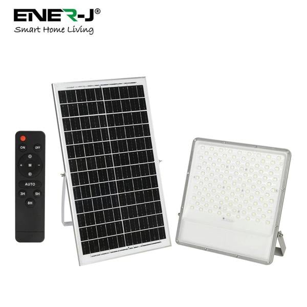 ENER-J 300W Solar LED Floodlight Outdoor with Panel, IP65 Waterproof, 3000 Lumens, Work Light for Garage, Garden, Warehouse & Parking