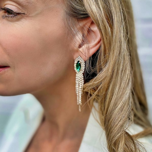 green earrings diamante earrings wedding guest