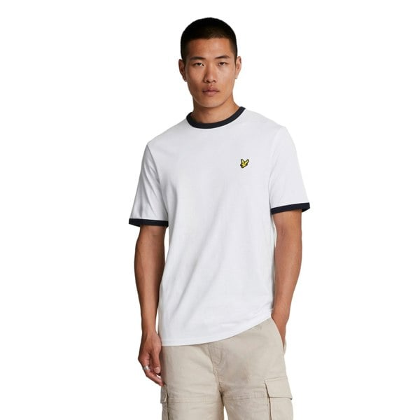 Lyle & Scott Mens Ringer T-Shirt - White/Dark Navy