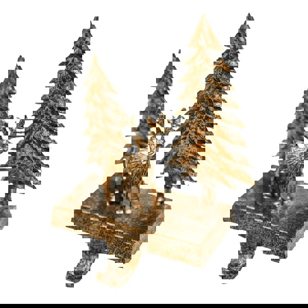 Ivyline Stocking Holder Deer Scene Antique Brass