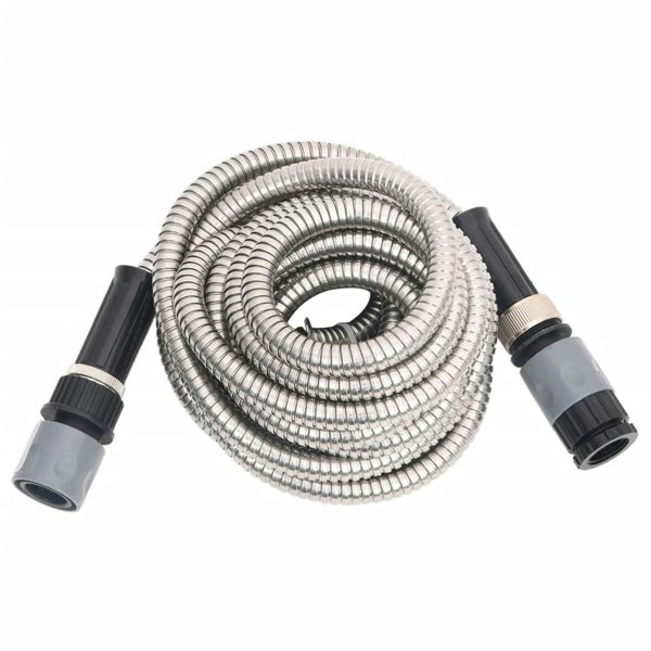 Berkfield Garden Hose with Spray Nozzle Silver 0.6" 15 m Stainless Steel