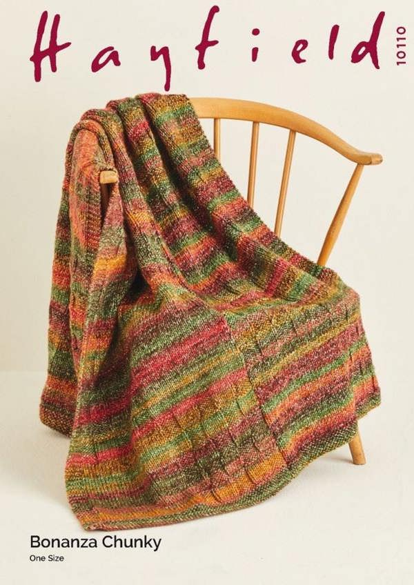 Hayfield Bonanza Chunky Knitting Pattern 10110, Blankets One Size