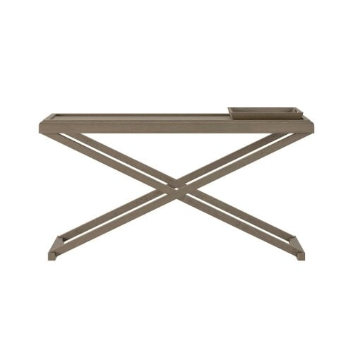 Wyld Haus Siena Grey Ages Oak Cross Frame Tray Console Table