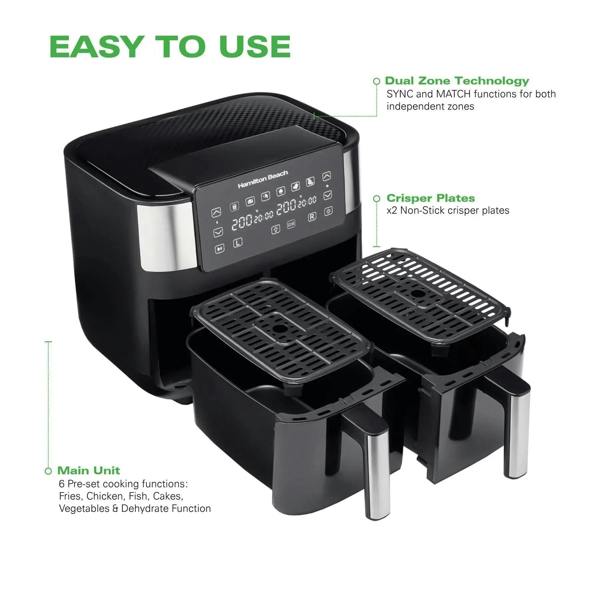 Hamilton Beach HealthyCook 8L Dual Air Fryer - Hamilton Beach UK