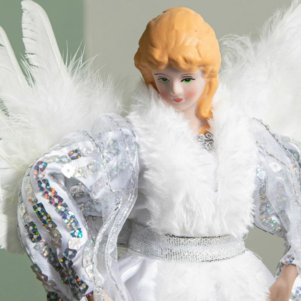 Samuel Alexander 30cm Christmas Tree Topper Angel Decoration in White & Silver