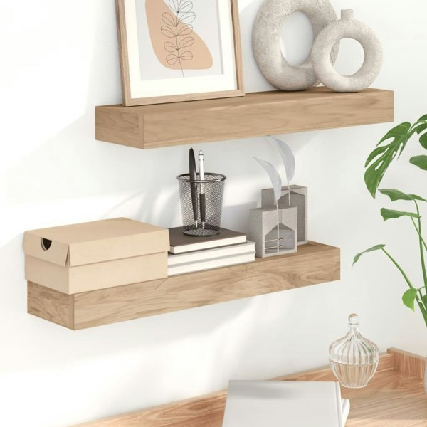 Berkfield Wall Shelves 2 pcs 60x15x6 cm Solid Wood Teak
