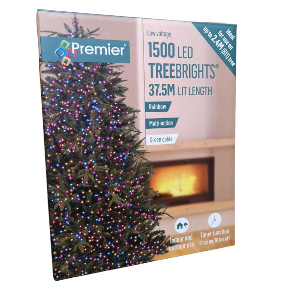 Samuel Alexander 1500 LED 37.5m Indoor Outdoor Christmas Multi Function Mains Operated String Lights with Timer in Rainbow