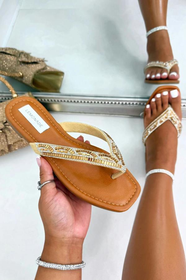 Love Lemonade Crystal Cove Flip Flops Gold
