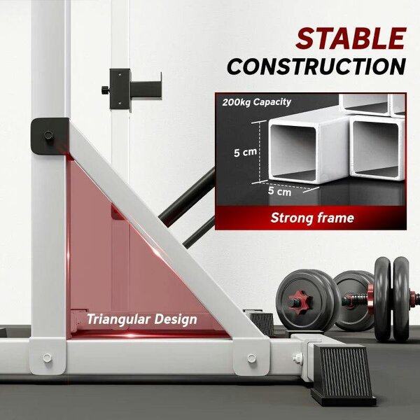 Weights Bar Barbell Rack Squat Stand Adjustable Portable Weight Lifting Max Load 200kg, Suitable For Home Gym Training Work Out