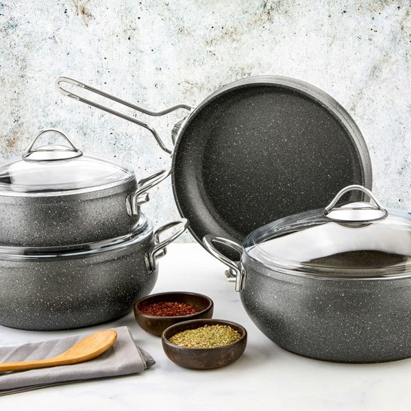 Rozi Alya Collection 7-Piece Non-Stick Granite Cookware Set (Grey)