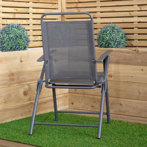 Samuel Alexander Multi-Position Folding Garden Patio Single Chair in Grey