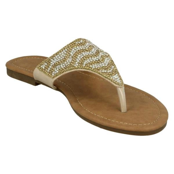 Savannah Ladies Savannah Flat Diamante Toe Post Sandals