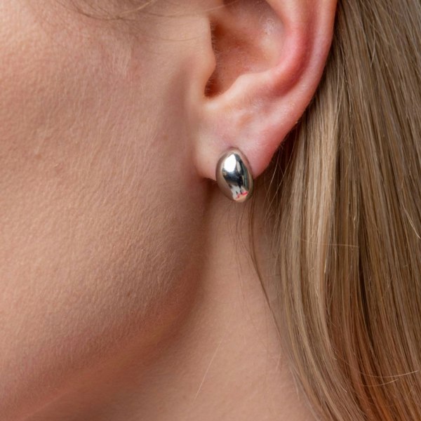 The Colourful Aura Silver Gold Solid Oval Half Ball Irregular Everyday Geometric Studs Earrings