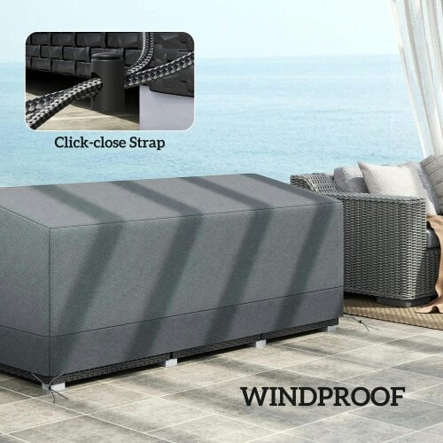 Bobobiy Rectangular Garden Furniture Cover Waterproof for 3 Seater Sofa Bistro Set, 190 x 72 x 76cm, Grey