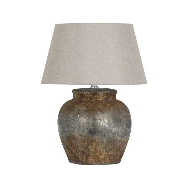 Hill Interiors Castello Aged Stone Effect Table Lamp (UK Plug) - Beige/Black/Brown - 