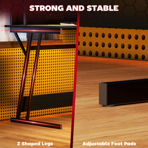 Wyld Haus Tovapa 100cm Minimalist Black 2 Level LED Gaming Desk