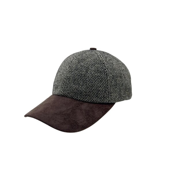 Heritage Traditions Tweed Suede Baseball Cap - Black Cream Mix