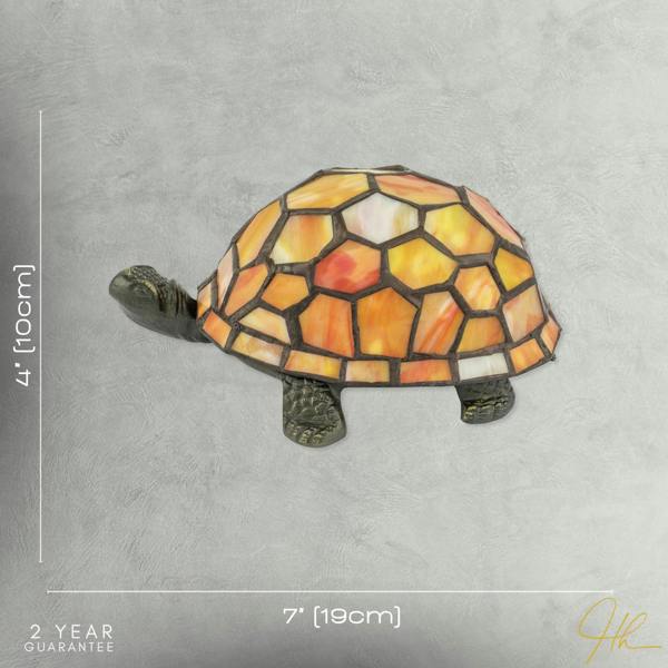 Quirky Orange and Amber Stained Glass Tiffany Tortoise Table Lamp Image 7