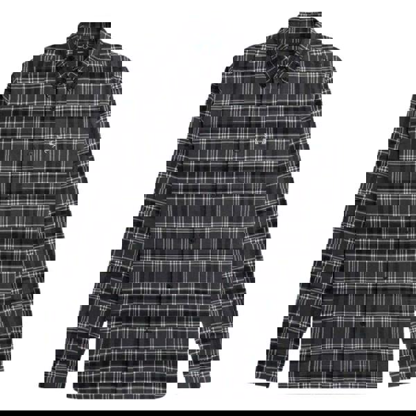 Fred Perry Mens Tartan Brushed Twill Long-Sleeved Shirt - Black/White/Dark Grey - 